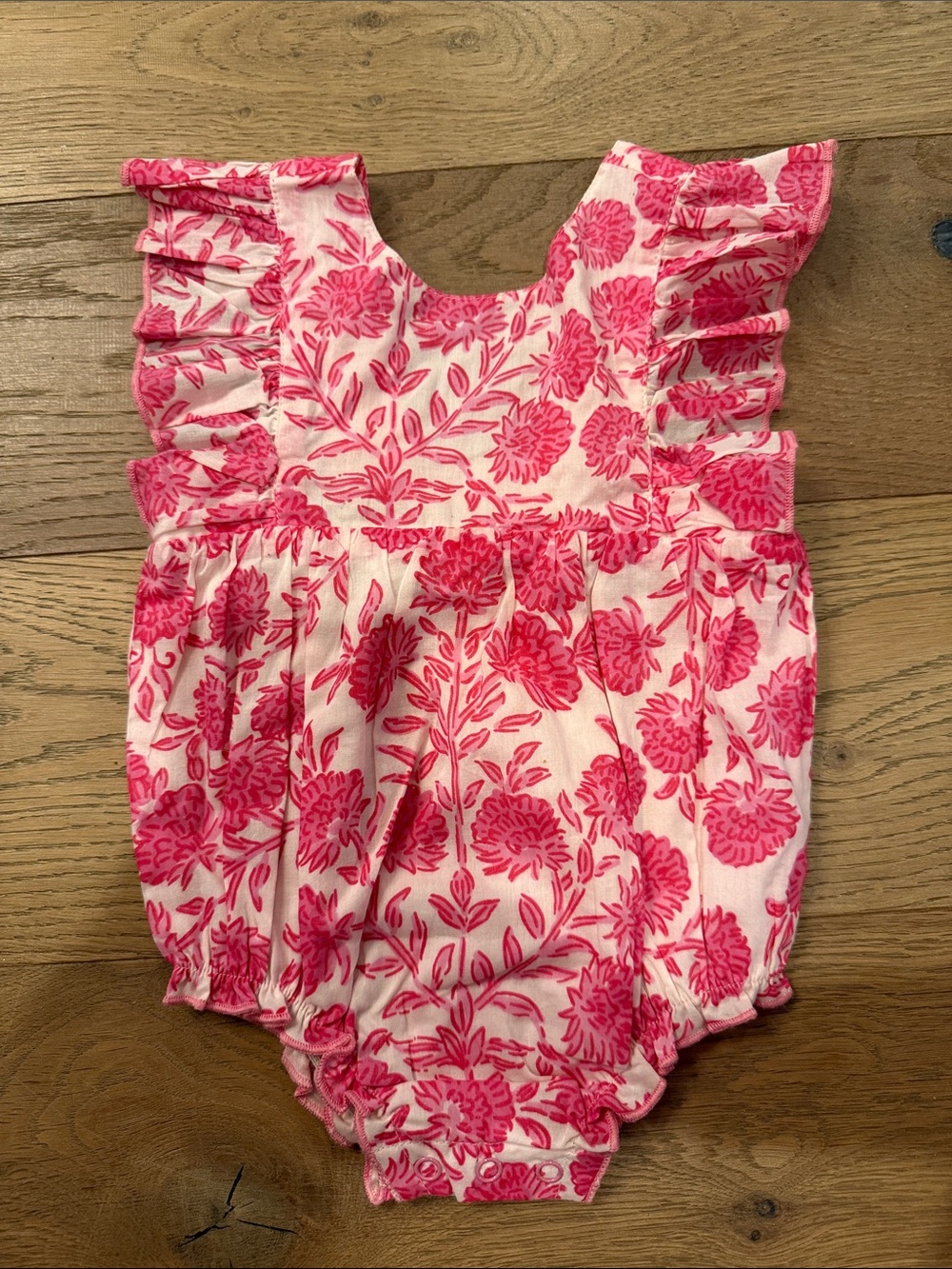 Mud Pie Block Print Ruffle Bubble - 6-9 months